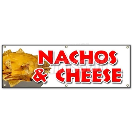 Signmission NACHOS & CHEESE BANNER SIGN snack melted mexican food tacos tex mex B-72 Nachos & Cheese